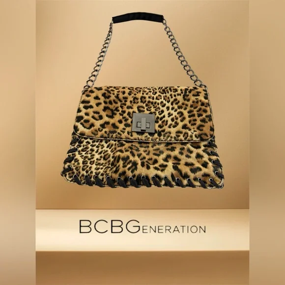 BCBGeneration Leopard Print Chain Envelope Bag - Picture 2 of 9